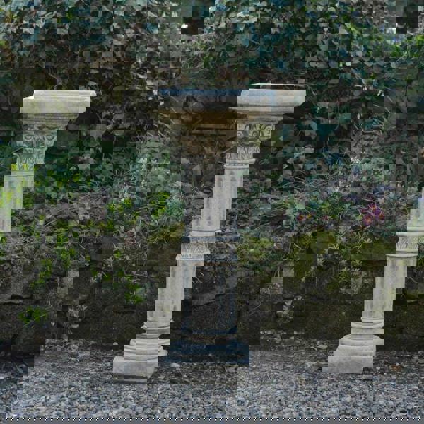 Classic Corinthian Birdbath with Square Top