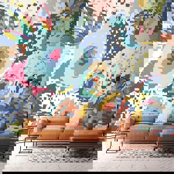 Origin Murals Abstract Floral Wall Mural - Blue