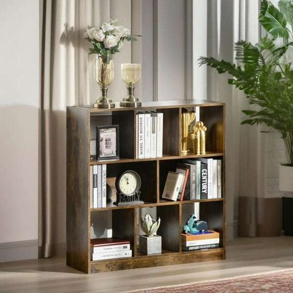 Rafaelo Mobilia Industrial 8 Cube Storage Unit Rustic Brown