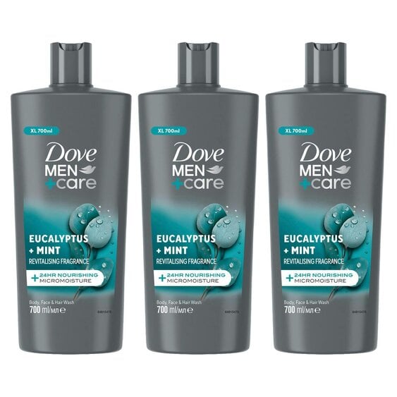 Dove Men+Care Eucalyptus + Mint 3-in-1 Hair, Face and Body Wash 3x700 ml