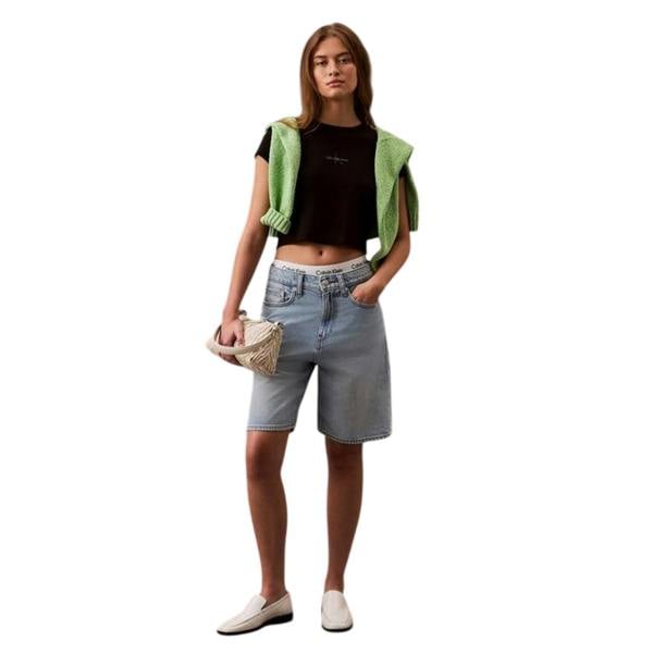 Calvin Klein Womens/Ladies Mono Logo Ribbed Crop Top - Black - 