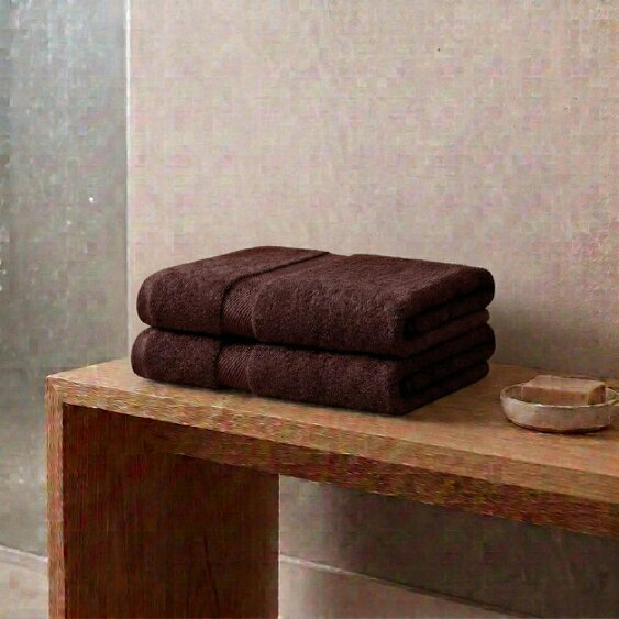 Vision V475 - 2 Pack 100% Cotton Hand Towels - Chocolate - Hand Towel - 100% Cotton