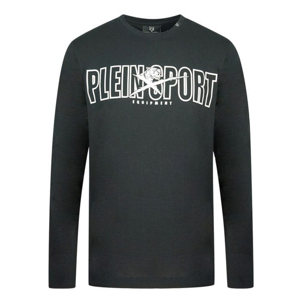 Plein Sport Bold Branded Logo Long Sleeved T Shirt - Black