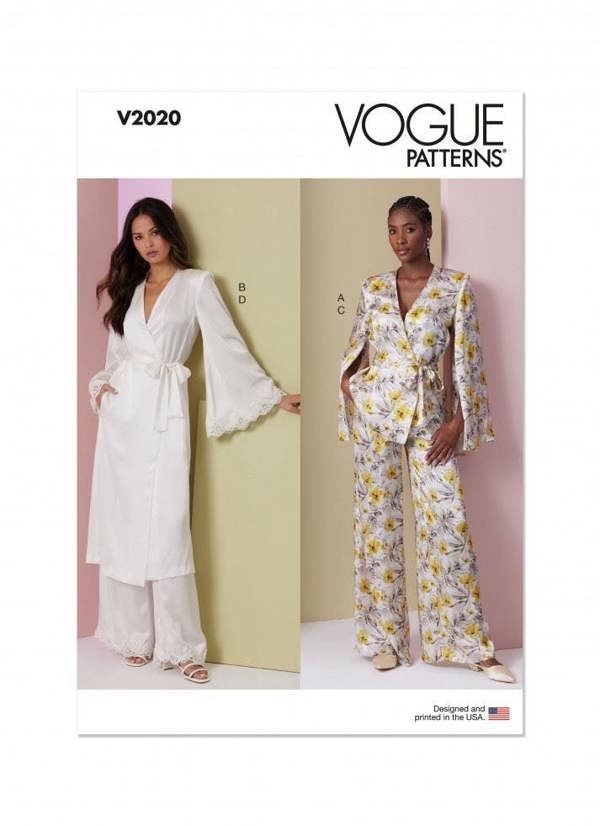 Vogue Sewing Pattern 2020, Tops, Robes, Trousers for Women, B5 (8-10-12-14-16) - Intermediate