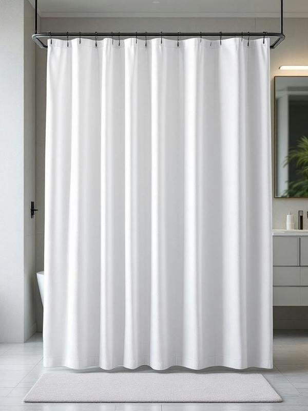 White Polyester Shower Curtain - 250x180cm