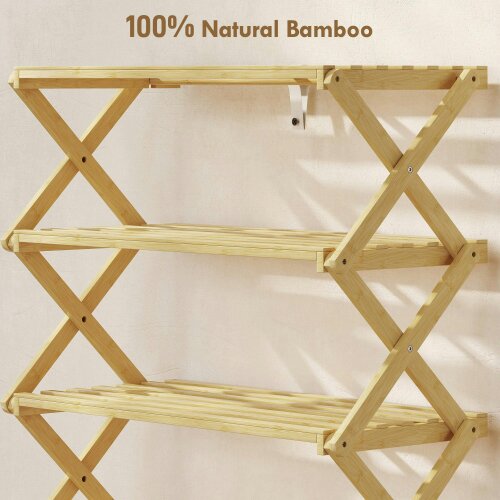 Wyld Haus Lafa Mazi Natural Bamboo  5 Tier Folding Shoe Rack