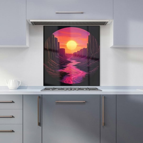 Warren Reed - Designer Synthwave Canyon Sunset Kitchen Splashback