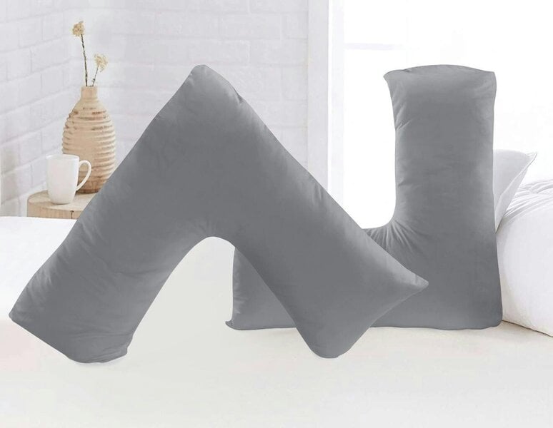 Night Zone Microfibre V Pillow – Ultra Soft Back & Neck Support Pillow with Cover or Cover Only - Grey