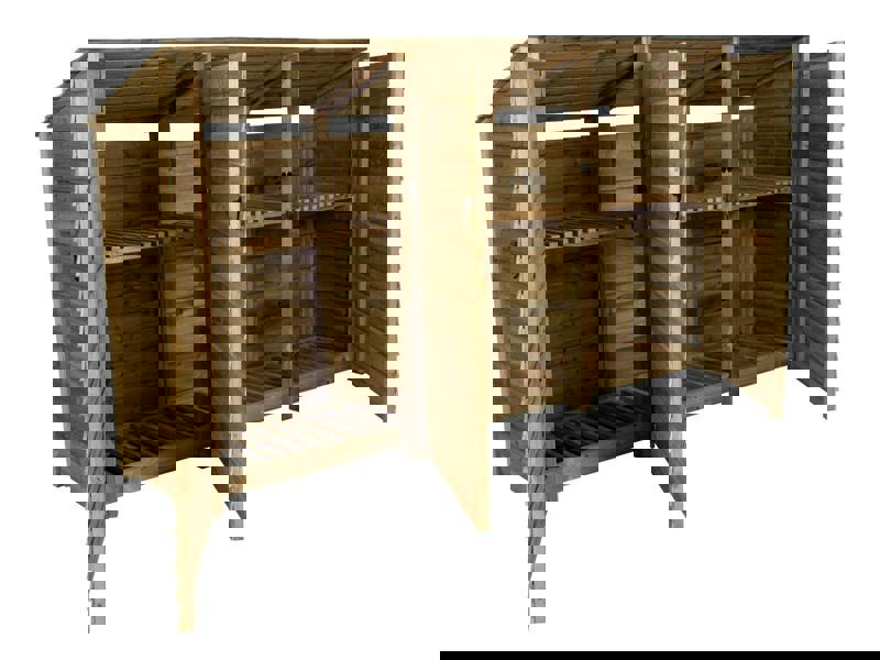 Arbor Garden Solutions Wooden Log Store (Roof Sloping Back) with Doors and Shelf W-335cm, H-126cm or 180cm, D-88cm