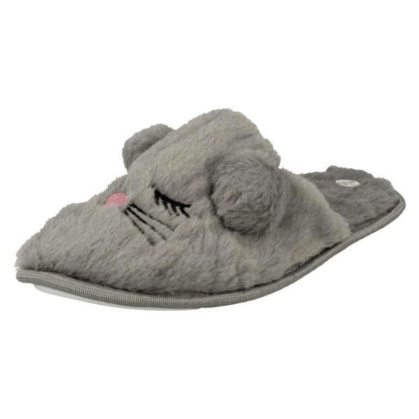 Spot On Ladies Spot On Mouse Detailed Mule Slippers X2116