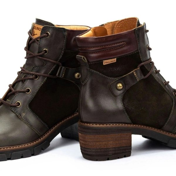 Pikolinos San Sebastia - Women's Forest Brown Leather Ankle Boots