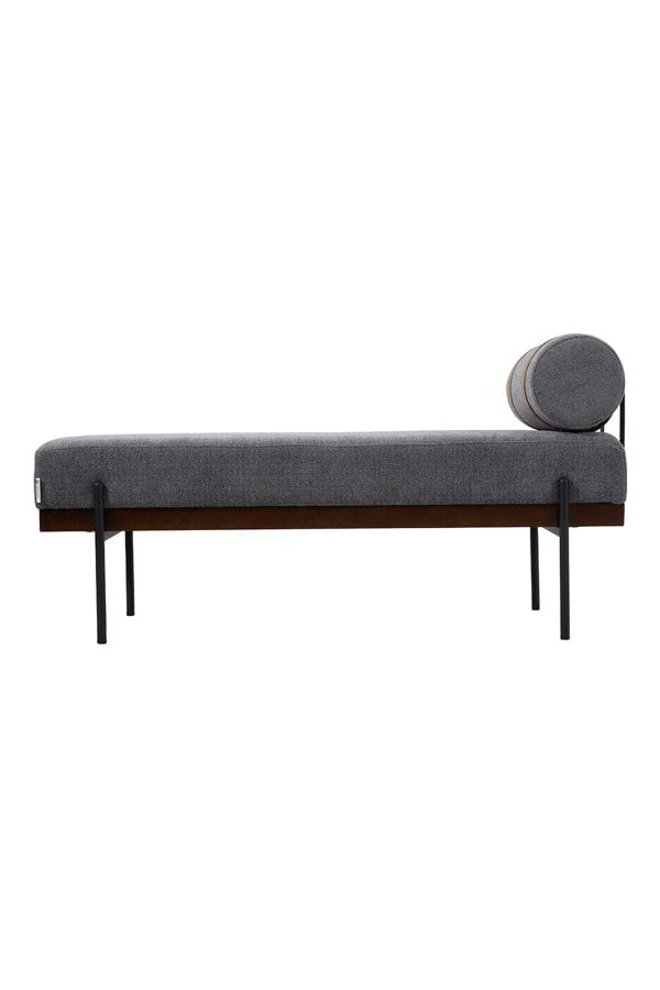 Living and Home Dark Grey Upholstered Bench with a Removable Pillow