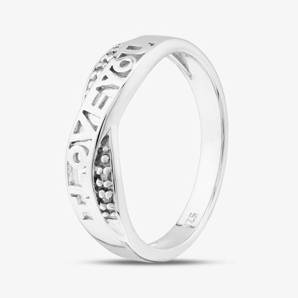 T. H. Baker Sterling Silver I Love You Infinity Cross Over Ring S2268