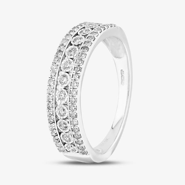 T. H. Baker 9ct White Gold 0.50ct Diamond Three Row Ring TH011725112155