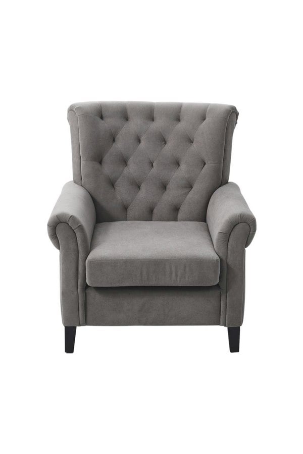 Living and Home Grey Tufted Upholstered Wingback Armchair