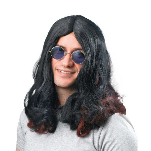 Bristol Novelty Mens Rocker Wig - Black/Red - 