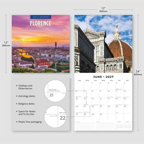 Florence Calendar 2027, Wall Calendars, Month To View, Travel, Gift