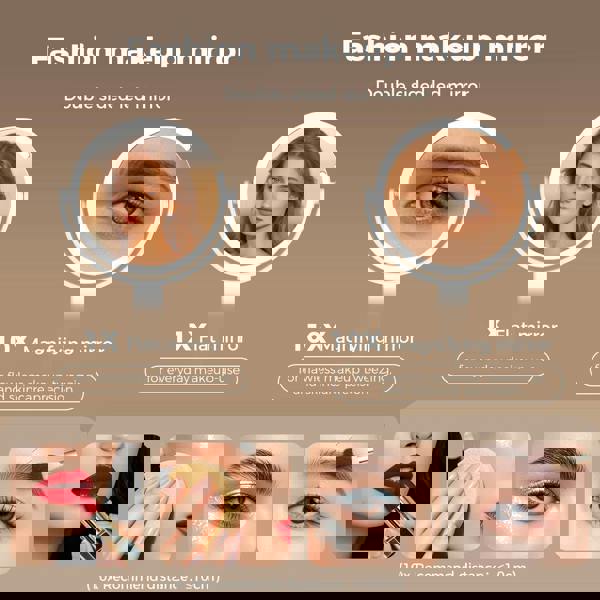 Emitto 10X Magnifying Makeup Mirror Round 360° Rotation LED Light Double Side