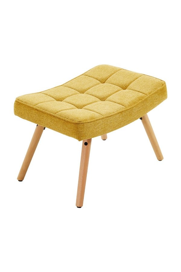 Living and Home Yellow Linen Upholstered Armchair with Footstool