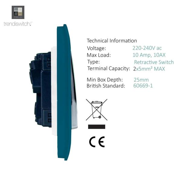 Trendi Switch 1 Gang Retractive Doorbell Switch in Midnight Blue