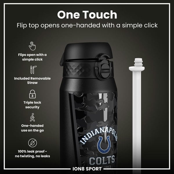 ION8 NFL x ION8 Insulated Steel Water Bottle, NFL Colts, 750ml (24oz)