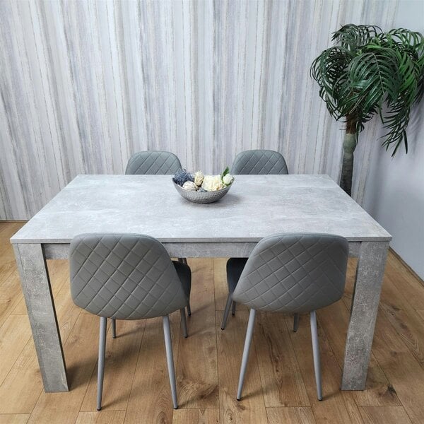 Kosy Koala Wooden Rectangle Dining Table Sets with Set of 4 Chairs for Dining Room, Grey