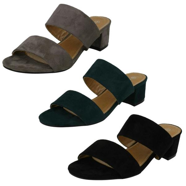 Anne Michelle Ladies Anne Michelle Mid Heel Mule Strap Sandals
