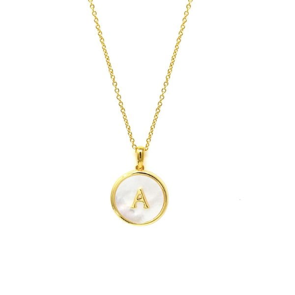 Say It With Initial Pearl Token Necklace - Gold Plated