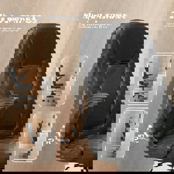 Levede Ergonomic Office Computer Chair PU Leather Swivel Recliner with Flip-Up Armrests