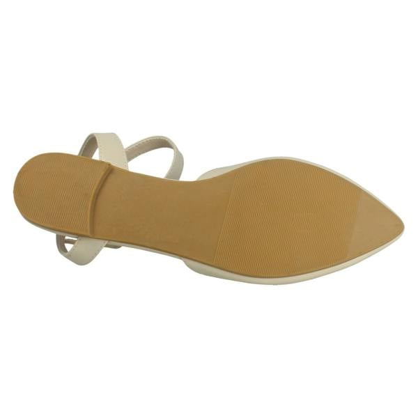 Spot On Ladies Spot On Flat Pointed Toe Ankle Strap Shoes F80538