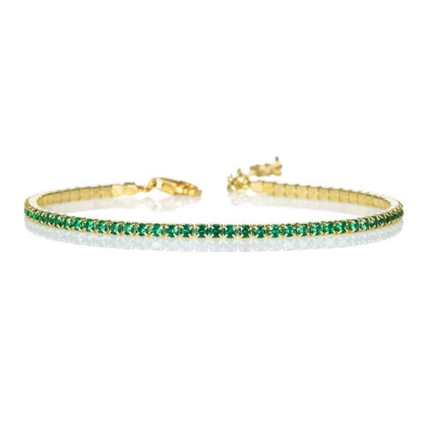 namana Gold Plated Skinny Green Tennis Bracelet for Women