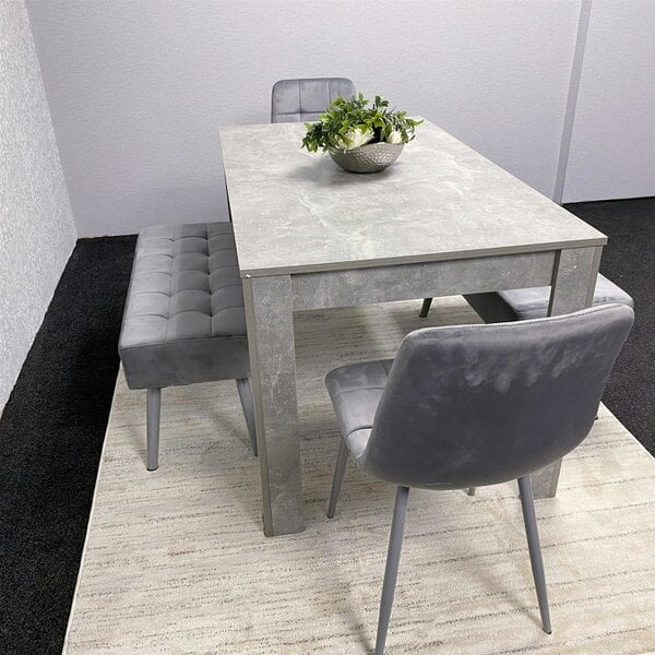 Kosy Koala Grey Wooden Dining Table Set with 2 Grey Chairs and Benches - Dining Kitchen Room Furniture