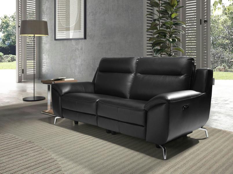 Angel Cerdá Black leather relax sofa 6193/6194