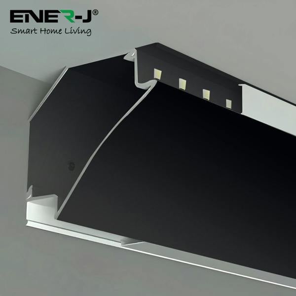 ENER-J Gypsum LED Cove Light 45 Degree Corner Aluminum Profile- Black, 2 Meters