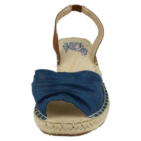 Ladies Flowers Wedge Heel Slingback Ruched Vamp Sandals