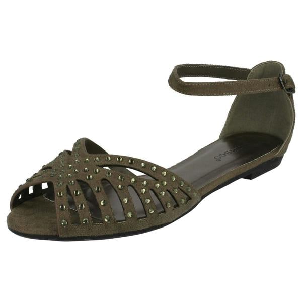 Anne Michelle Ladies Anne Michelle Flat Diamante Trim Sandals