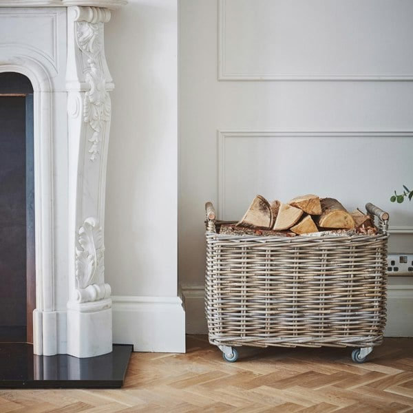 Ivyline Natural Rattan Log Cart