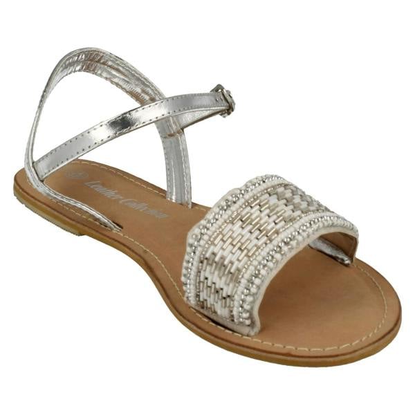 Spot On Ladies Spot On Leather Collection Beaded Sandals