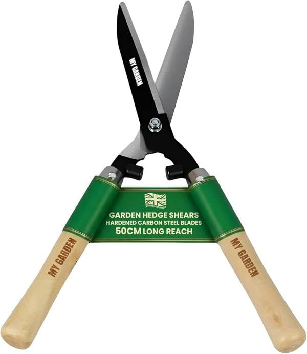 My Garden Outdoor Living My Garden Wooden Handle Hedge Shears 50 cm - Shear for Gardening with Hardened Carbon Steel Blade 3mm - Lightweight Durable