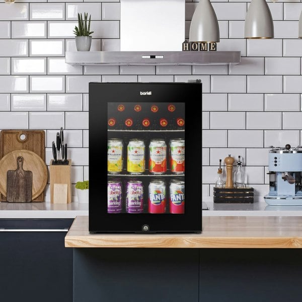 40L Freestanding Worktop Wine Beer Drinks Fridge Cooler - BLACK & GLASS Door - LoopsDirect