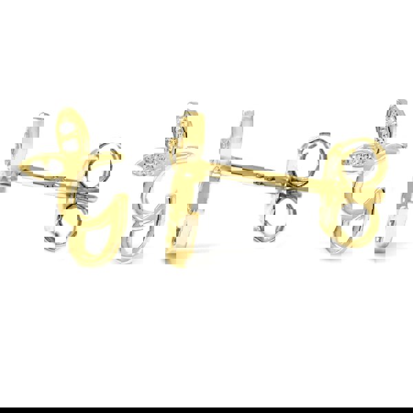 Say It With Winged Initial Earrings - Yellow Gold Plated