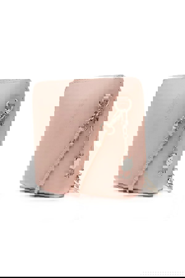 Kitise Small Italian Leather Handbag Crossbody Bag With Kitise Kitty Charm