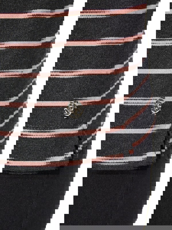 PennyPlain Round Neck Striped Top - Charcoal