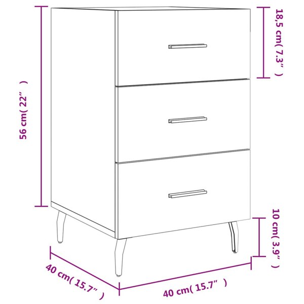 Berkfield Bedside Cabinet Grey Sonoma 40x40x66 cm Engineered Wood