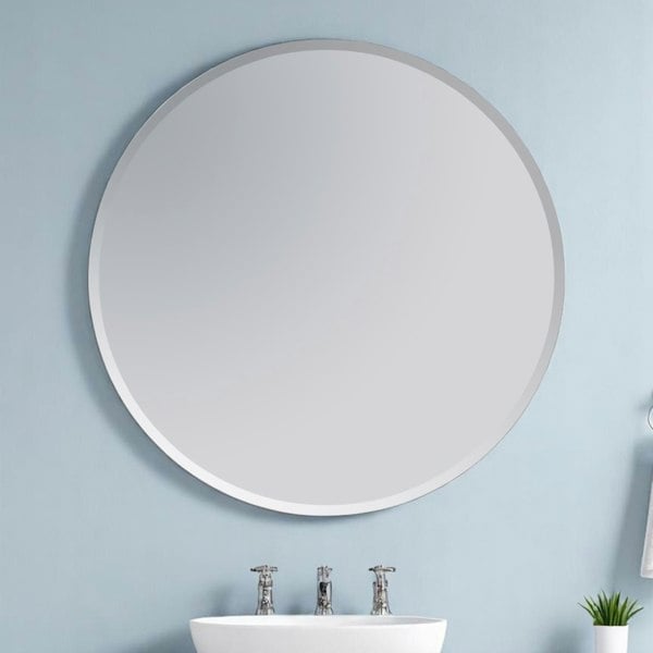 Showerdrape Fitzrovia Round Wall Mounted Frameless Bevelled Edge Bathroom Mirror 45 x 45cm