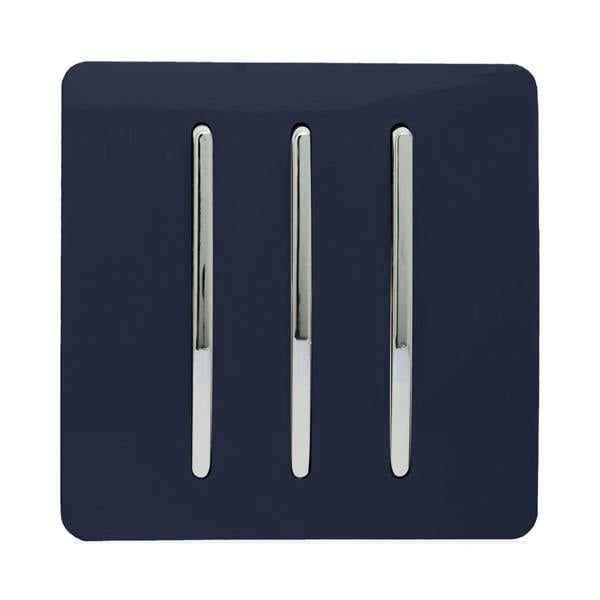 Trendi Switch 3 Gang 1 or 2 way Rocker Light Switch in Navy Blue