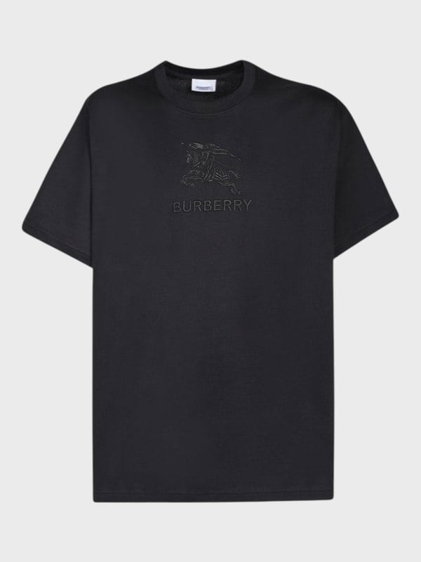 Burberry Cotton T Shirt Embroidered Black