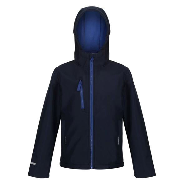Regatta Childrens/Kids Ablaze 3 Layer Hooded Soft Shell Jacket - Navy/Royal Blue - 