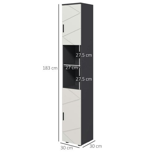 Wyld Haus Nomalo Tall Minimalist Bathroom Storage Cabinet With Line Embossed Front And Adjustable Shelves Grey