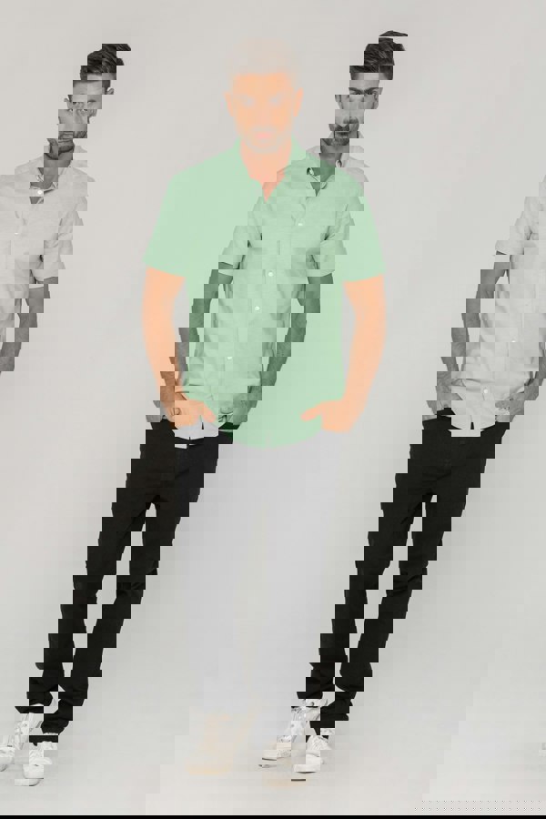 ENORSIA Mens Solid Short Sleeve Shirt